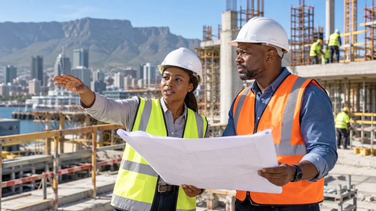 An engineer in safety gear on an industrial site.